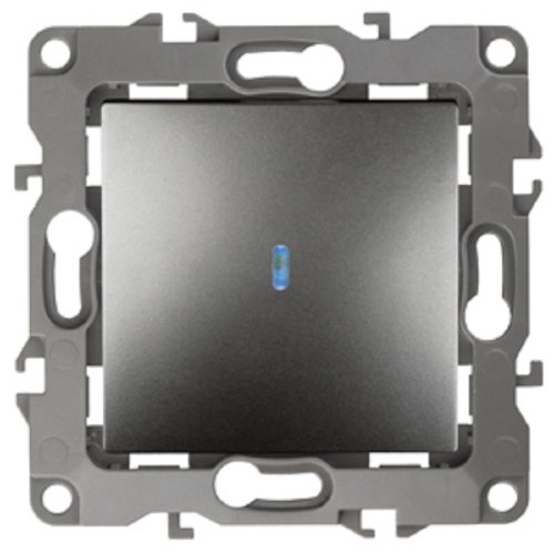 Выключатель с подсветкой без рамки Эра S12 1-кл 10А графит фото Выключатель с подсветкой без рамки Эра S12 1-кл 10А графит картинка